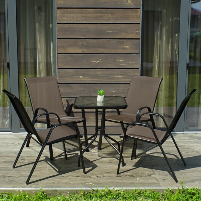 Комплект садових меблів 4Points Grado-4 з квадратним столом 60х60х70см, Коричневий