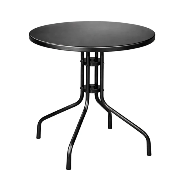 Стол садовый 4Points Arte Total Black круглый 60см, полностью стальной, черный