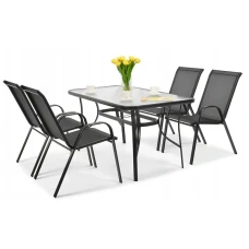 Комплект садовой мебели 4Points Modena-4 с прямоугольным столом 140х80х70см, Черный