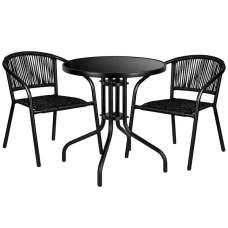 Комплект садових меблів 4Points Spello-2 круглий стіл ?60см з чорною стільницею, Чорний