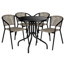 Комплект садовой мебели 4Points Spello-4 круглый стол ?60см с черной столешницей, Серый