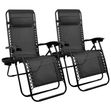 Комплект 2шт. Шезлонг 4P Flex з підстаканником, Темно-сірий