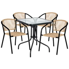 Комплект садових меблів 4Points Riva-4 з квадратним столом 60х60х70см, Коричневий