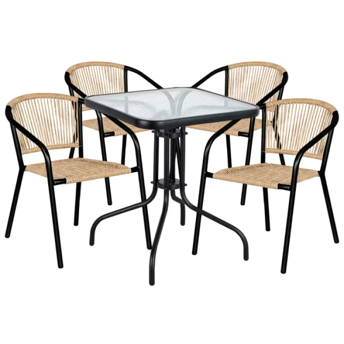 Комплект садових меблів 4Points Riva-4 з квадратним столом 60х60х70см, Коричневий