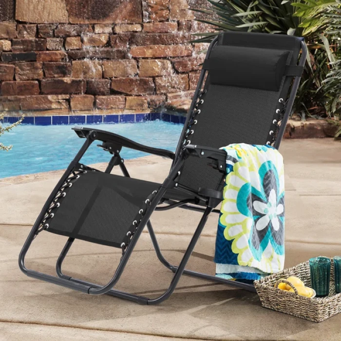 Шезлонг 4P Flex з підстаканником, Чорний