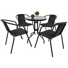 Комплект садових меблів 4Points Bari-4 круглий стіл 60см, Чорний