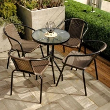 Комплект садових меблів 4Points Bari-4 круглий стіл 60см, Коричневий