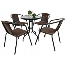 Комплект садових меблів 4Points Bari-4 круглий стіл 60см, Коричневий