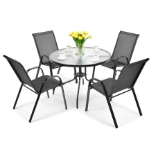 Комплект садових меблів 4Points ARTE-4 круглий стіл 80см, Чорний