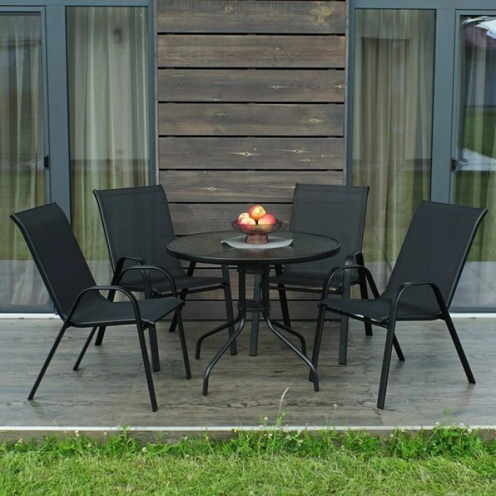 Комплект садових меблів 4Points ARTE-4 круглий стіл 80см, Чорний