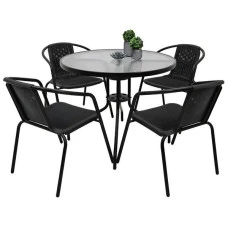 Комплект садовой мебели 4Points PRATO-4 с круглым столом 80см, Черный