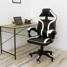 Геймерское игровое кресло компьютерное 4Points NT спортивное для пк с подушками раскладное белое