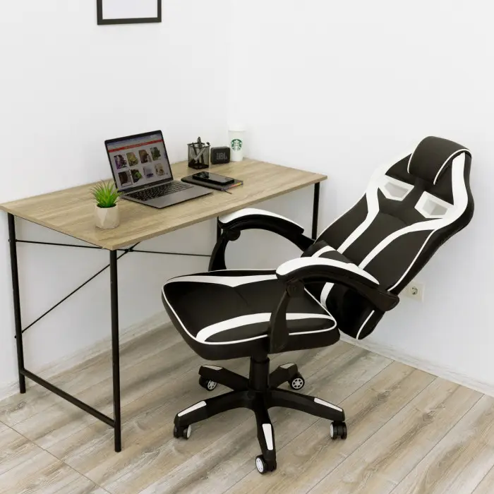 Геймерское игровое кресло компьютерное 4Points NT спортивное для пк с подушками раскладное белое