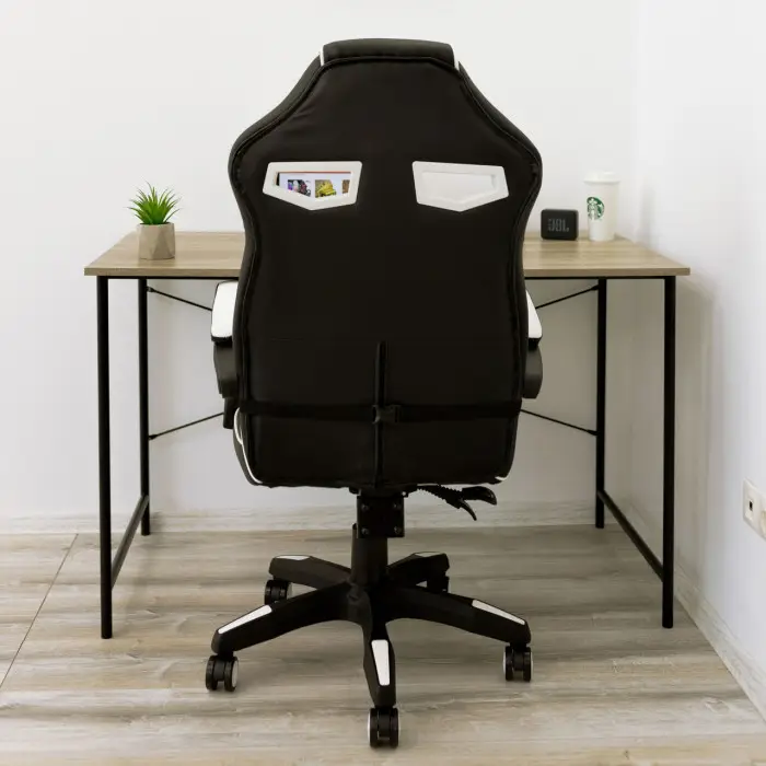 Геймерское игровое кресло компьютерное 4Points NT спортивное для пк с подушками раскладное белое