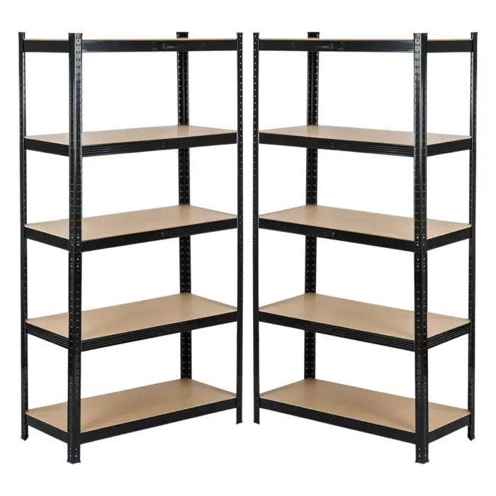 Комплект стеллажей 2шт 180х65х40см черный 5 полок МДФ общая нагрузка до 875 кг для склада кладовой гараж