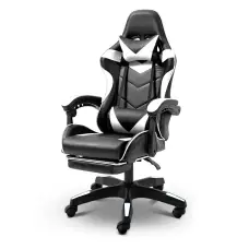 Геймерське комп'ютерне крісло 4Points DL з підставкою для ніг офісне ігрове розкладне для ПК вдома Білий