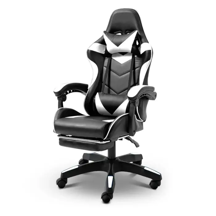 Геймерське комп'ютерне крісло 4Points DL з підставкою для ніг офісне ігрове розкладне для ПК вдома Білий