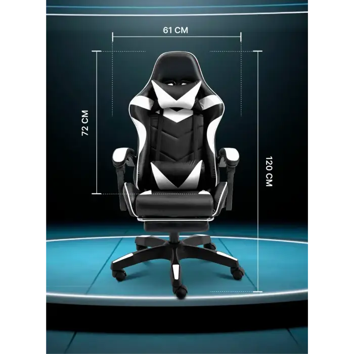 Геймерське комп'ютерне крісло 4Points DL з підставкою для ніг офісне ігрове розкладне для ПК вдома Білий