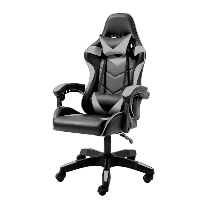 Геймерское компьютерное кресло 4Points DL с подушками офисное игровое раскладное для ПК дома Серый