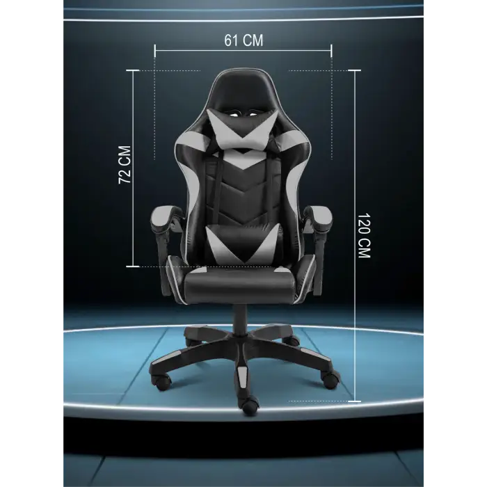 Геймерское компьютерное кресло 4Points DL с подушками офисное игровое раскладное для ПК дома Серый