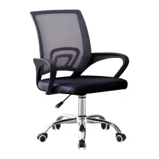 Крісло комп'ютерне на колесах 4Points Aero стілець офісний з сітки тканини хромована основа для роботи офісу дому Чорний