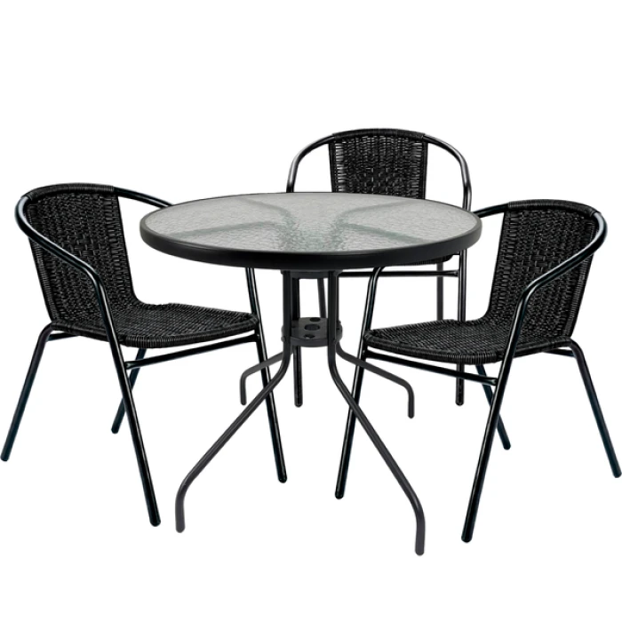 Комплект садовой мебели 4Points Lerici-3 круглый стол 80см, Черный