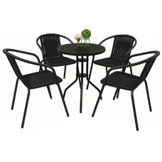 Комплект садових меблів 4Points Torino-4 круглий стіл 60см сталевий, Чорний