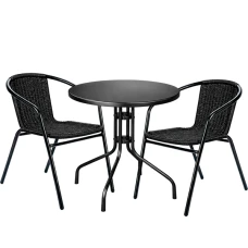 Комплект садовой мебели 4Points Nemi-2 круглый стол 60см стальной, Черный