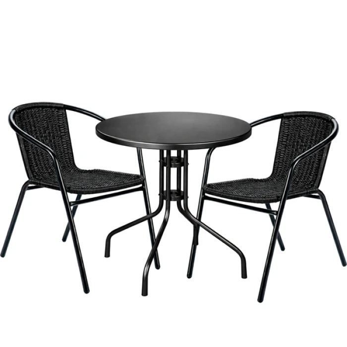 Комплект садовой мебели 4Points Nemi-2 круглый стол 60см стальной, Черный