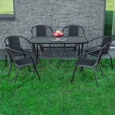Комплект садових меблів 4Points Siena-6 з прямокутним столом 120x70x70 см, Чорний