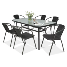 Комплект садових меблів 4Points Siena-6 з прямокутним столом 120x70x70 см, Чорний