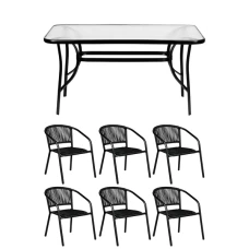 Комплект садовой мебели 4Points Imperia-6 с прямоугольным столом 120х70х70см, Черный