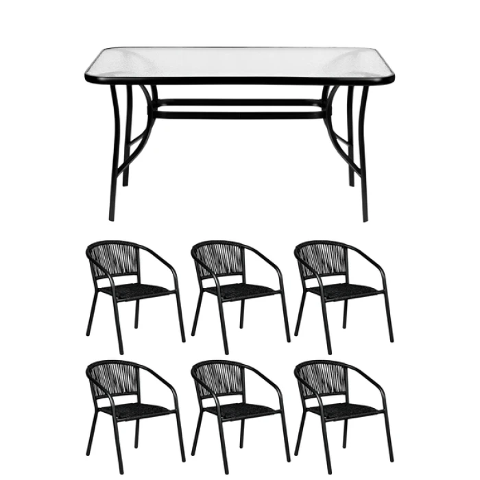 Комплект садовой мебели 4Points Imperia-6 с прямоугольным столом 120х70х70см, Черный