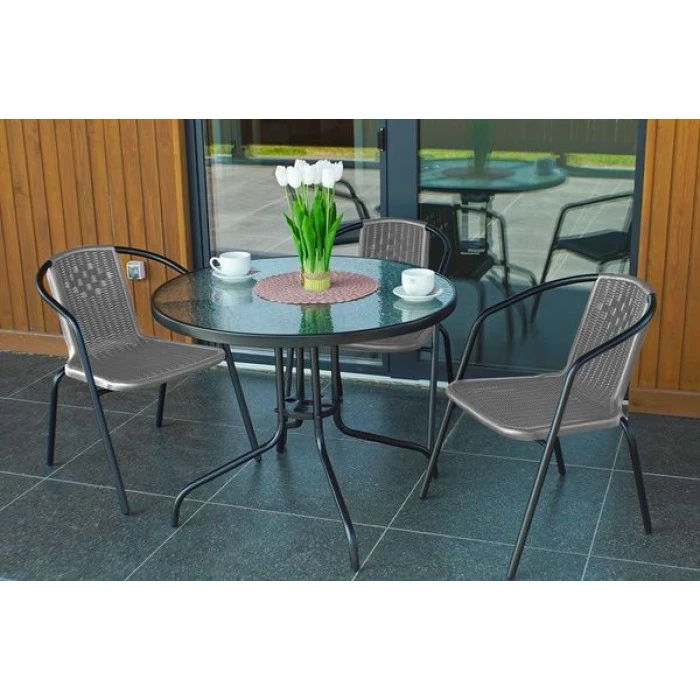 Комплект садових меблів 4Points PRATO-3 з круглим столом 80см, Сірий