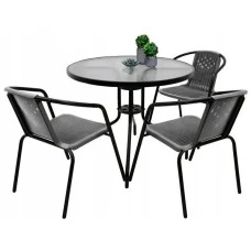 Комплект садових меблів 4Points PRATO-3 з круглим столом 80см, Сірий