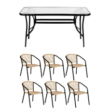 Комплект садових меблів 4Points Ancona-6 з прямокутним столом 140х80х70см, Коричневий