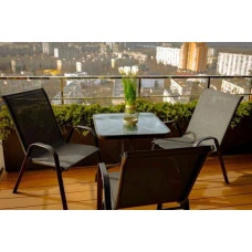 Комплект садових меблів 4Points Grado-3 з квадратним столом 60х60х70см, Чорний