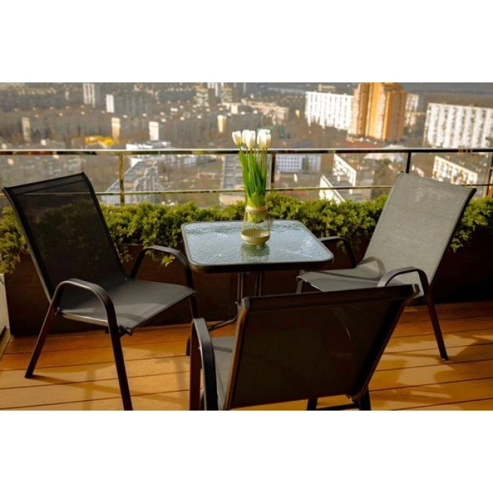 Комплект садовой мебели 4Points Grado-3 с квадратным столом 60х60х70см, Черный