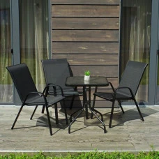 Комплект садових меблів 4Points Grado-3 з квадратним столом 60х60х70см, Чорний