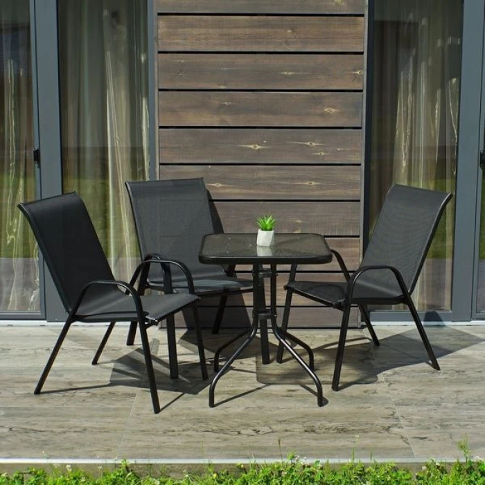 Комплект садовой мебели 4Points Grado-3 с квадратным столом 60х60х70см, Черный