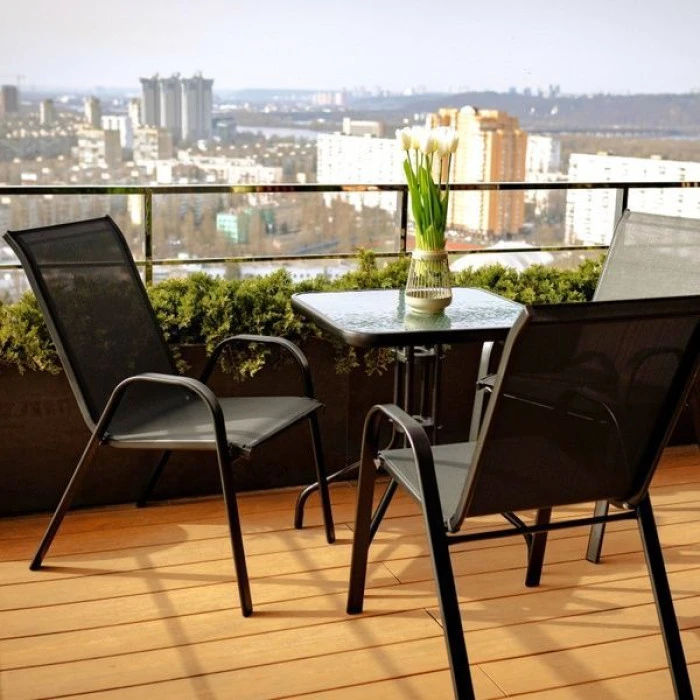 Комплект садовой мебели 4Points Grado-3 с квадратным столом 60х60х70см, Черный