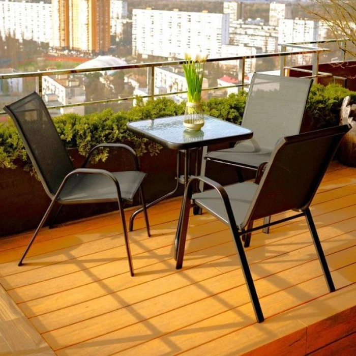 Комплект садовой мебели 4Points Grado-3 с квадратным столом 60х60х70см, Черный