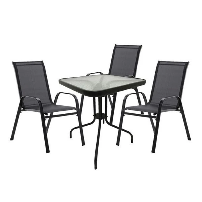 Комплект садовой мебели 4Points Grado-3 с квадратным столом 60х60х70см, Черный