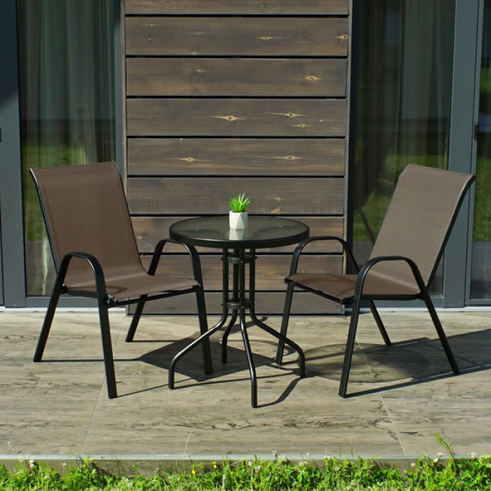 Комплект садових меблів 4Points Udine - 2 з круглим столом 60см, Коричневий