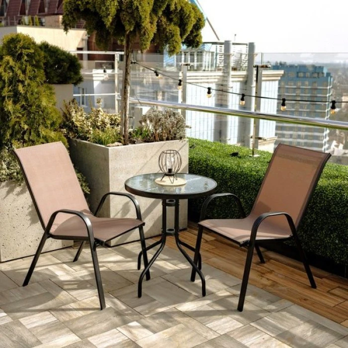 Комплект садових меблів 4Points Udine - 2 з круглим столом 60см, Коричневий