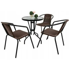 Комплект садових меблів 4Points Bari-3 круглий стіл 60см, Коричневий