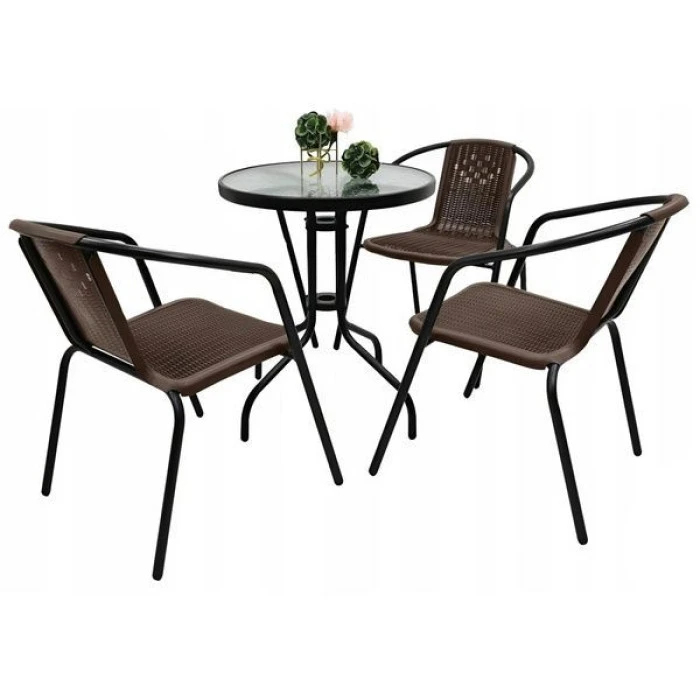 Комплект садових меблів 4Points Bari-3 круглий стіл 60см, Коричневий