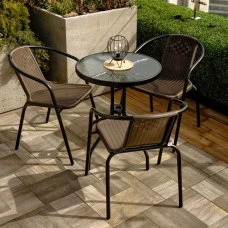 Комплект садових меблів 4Points Bari-3 круглий стіл 60см, Коричневий