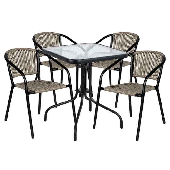 Комплект садових меблів 4Points Riva-4 з квадратним столом 60х60х70см, Сірий