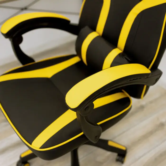 Геймерское игровое кресло компьютерное 4Points NT спортивное для пк с подушками раскладное желтое